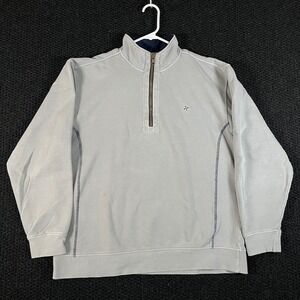 Castaway Nantucket Island Quarter Zip Logo Pullover Sweater Gray Men Size Large